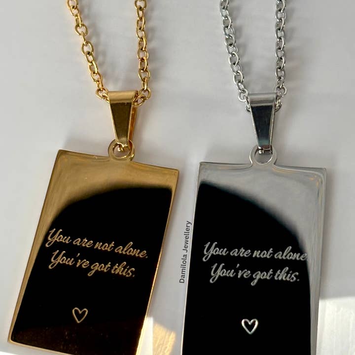Damilola Jewellery – wholesale Pendant/charm necklace – ‘You are not alone’ Necklace - Gold/Silver - Double Sided6