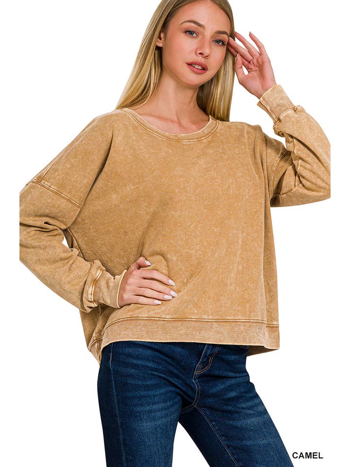 42POPS – Großhandel Sweatshirt – Damen – , French Terry Gewaschene Crop Pullover Kollektion12