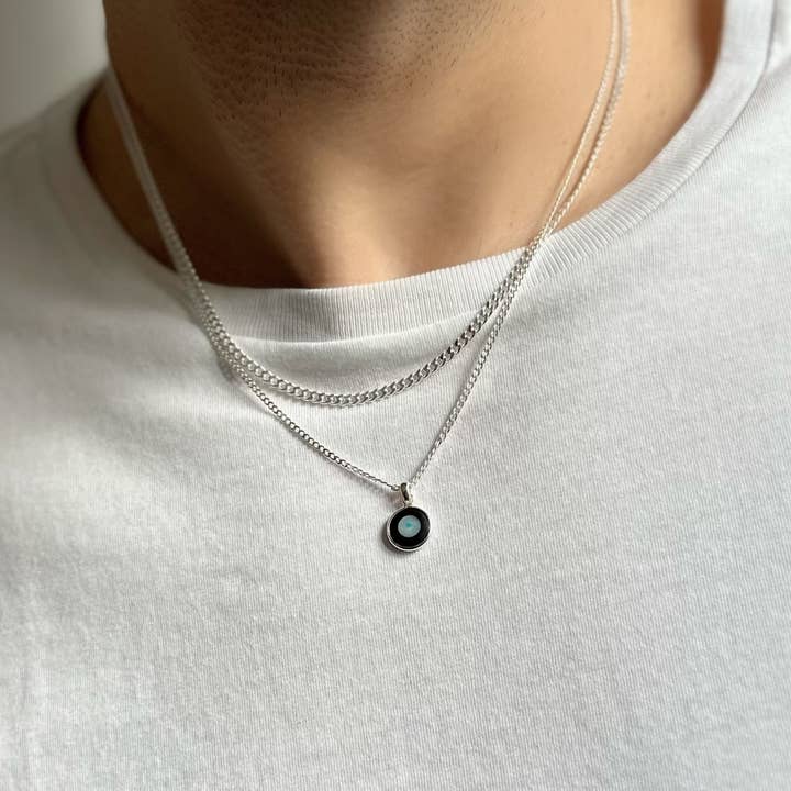 Christina Christi - Wholesale Jewellery – Men's - Sterling Silver Evil Eye Necklace Men, Silver Chain Men