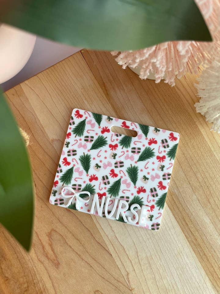 Christmas Doodles with White Letters Badge Backer for wholesale by DesignedbyKendal