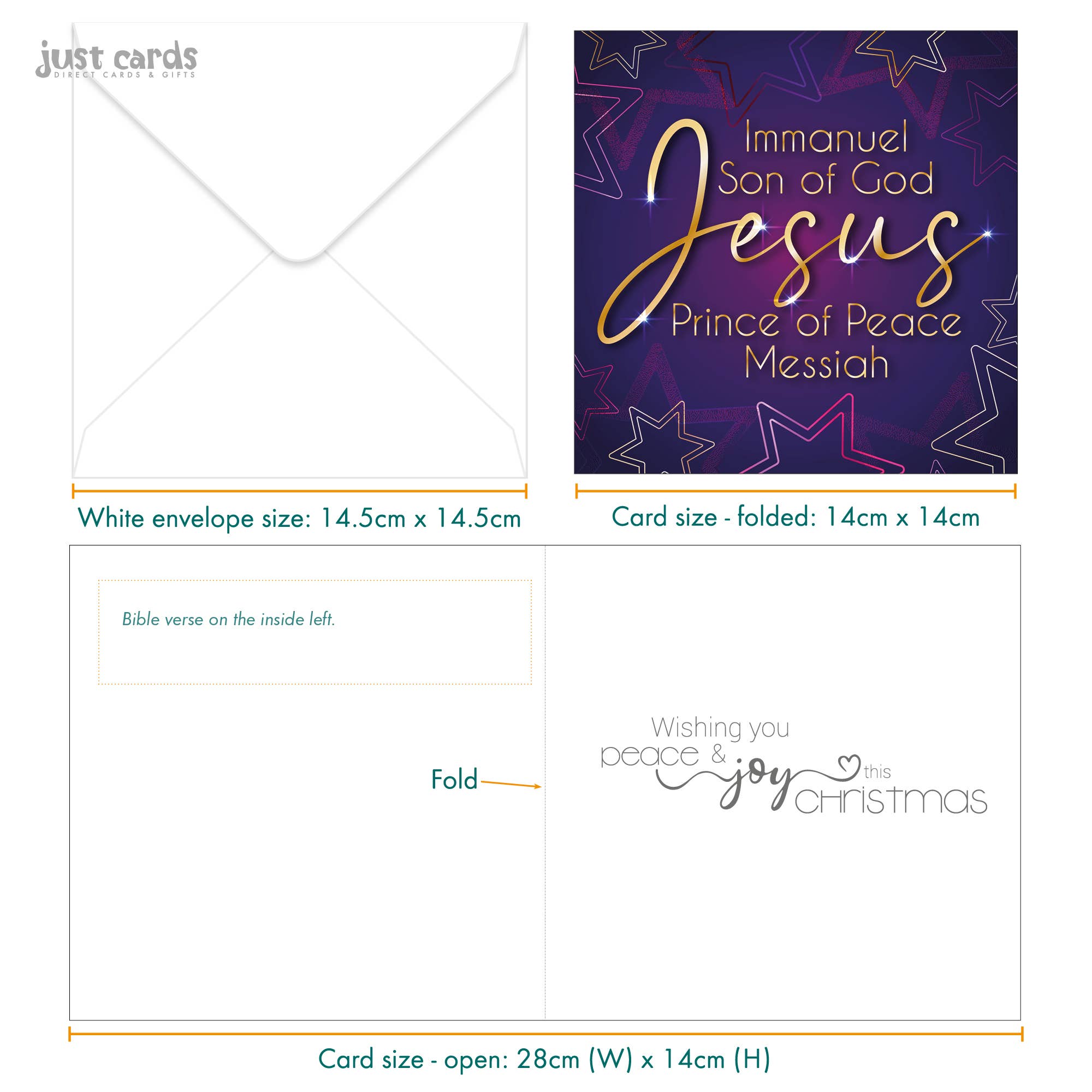 Just Cards Direct - Vendita all'ingrosso Biglietti di auguri di Natale - Jesus - Confezione da 10 biglietti natalizi cristiani3