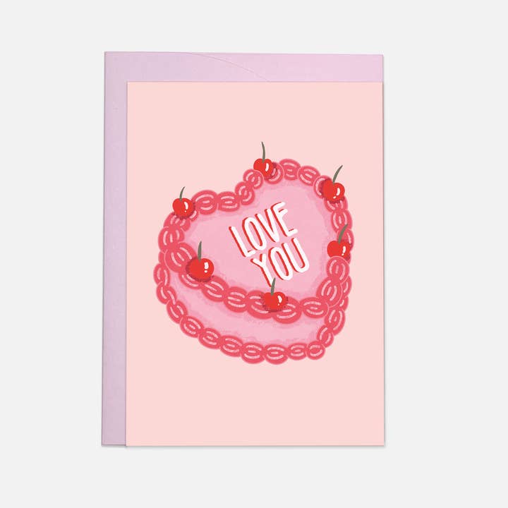 Love cake greeting card for wholesale by Kaart Blanche