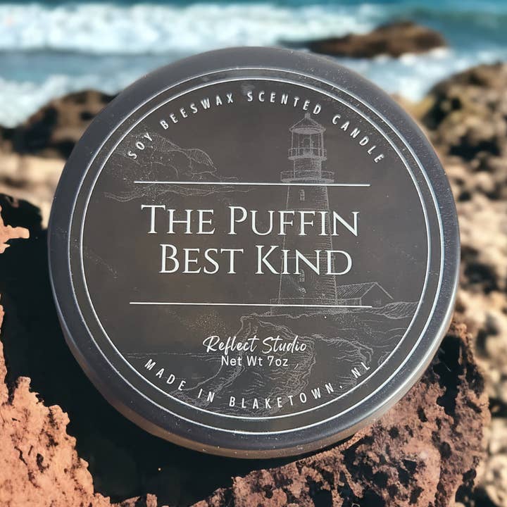 7oz Scented Soy Beeswax Candle - The Puffin Best Kind for wholesale by Lighthouse Fragrance Company
