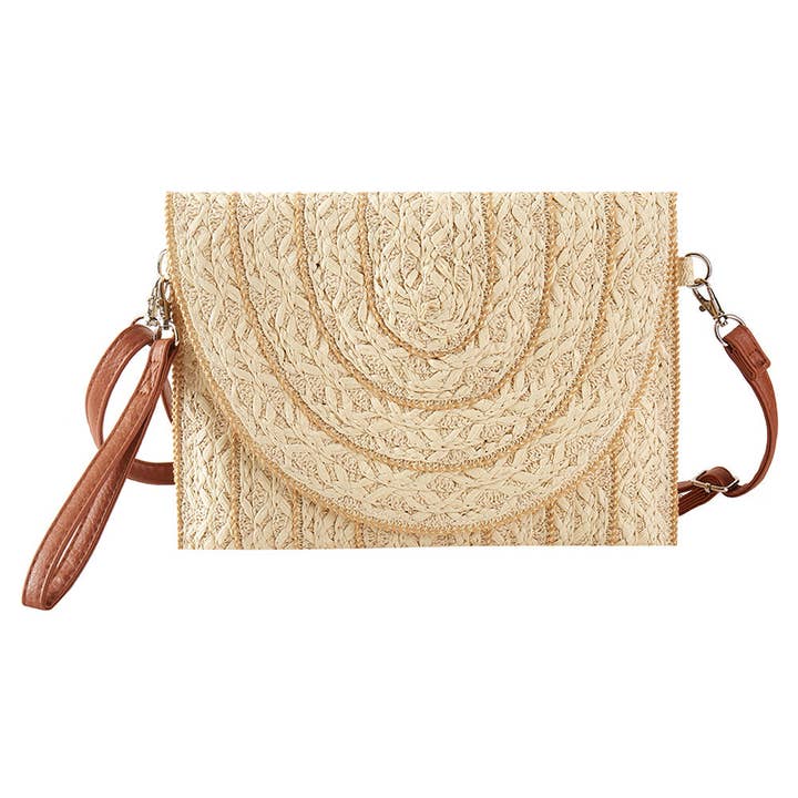 Stitch Detailed Straw Crossbody Bag for wholesale by Madeline Love