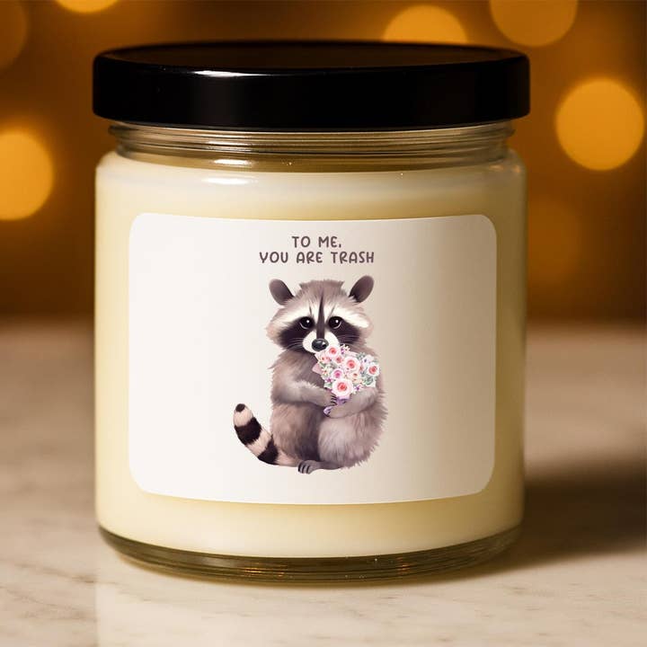 Funny Raccoon Valentine's Candle - Hilarious Anniversary for wholesale by Capytini