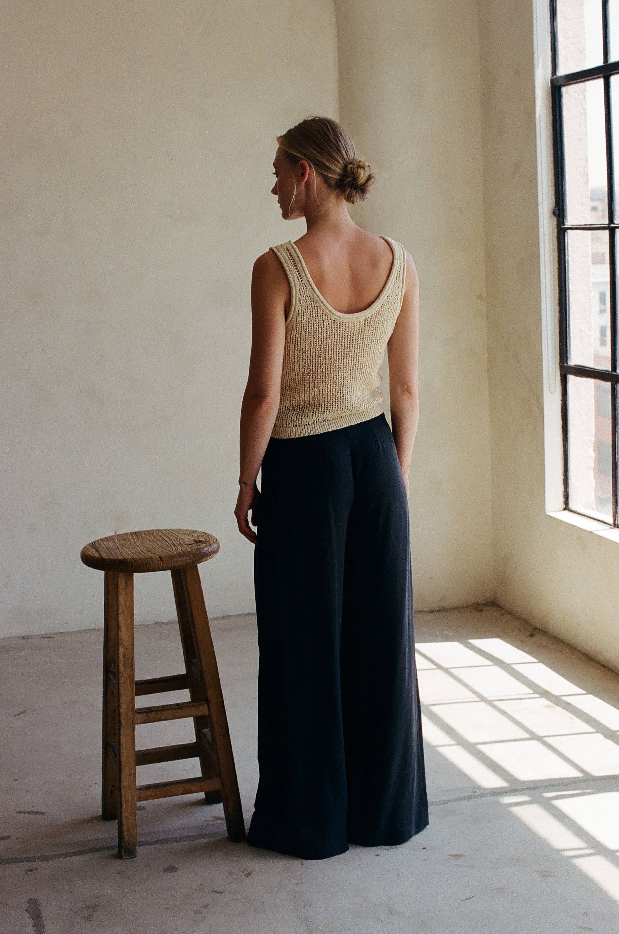 Natural AW1032 | Knit Polyester Cotton Sweater Ribbed Tank for wholesale on Faire5