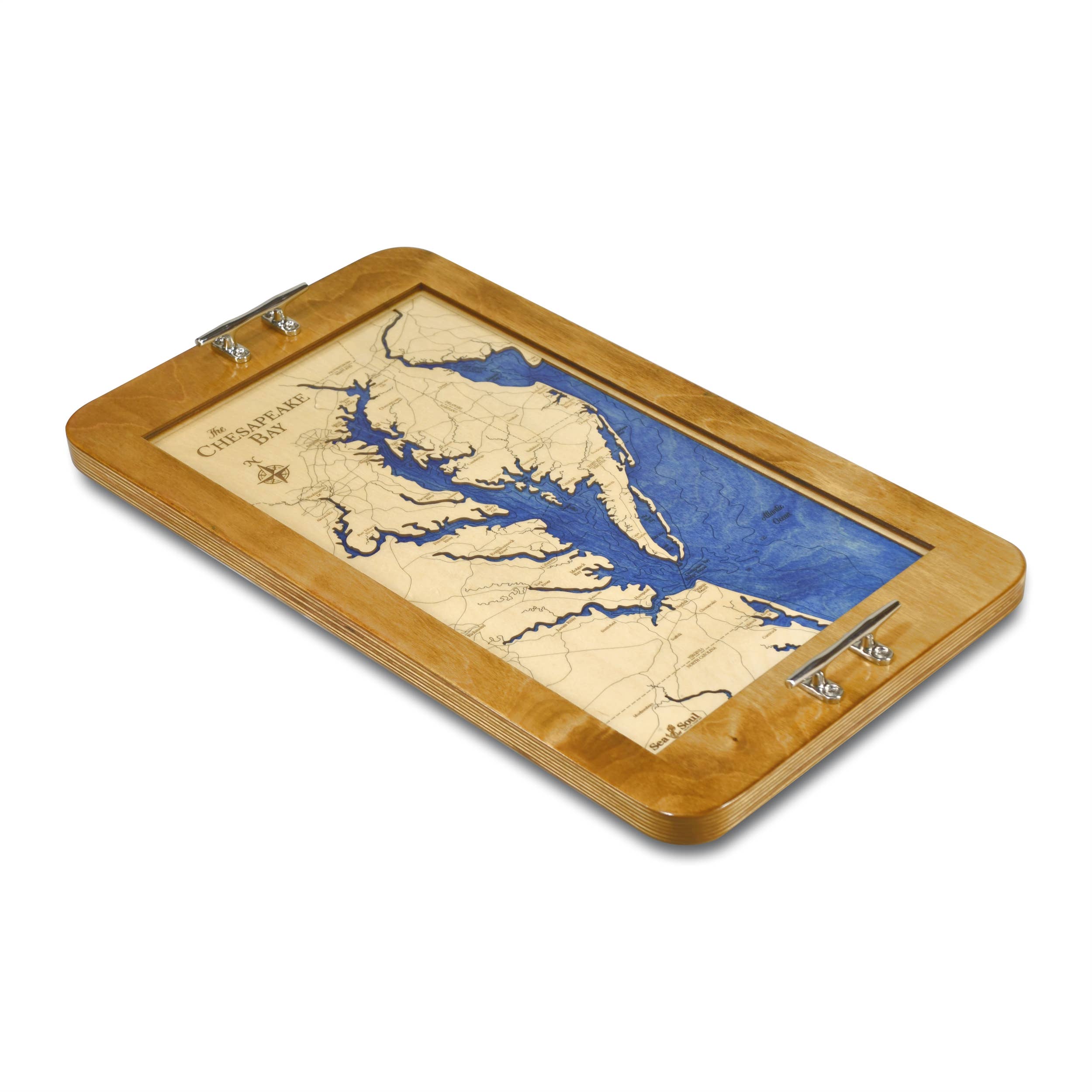 Sea & Soul Nautical Chart Art – wholesale Karta – Chesapeake Bay Topografiska nautisk 3D trä karta heminredning6