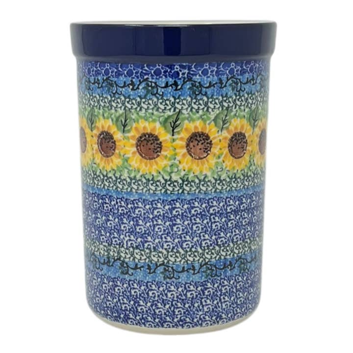 Utensil Holder, 7.75" x 5.5" in "Sunflowers" by Ceramika Artystyczna | A169-U4739 for wholesale by Polish Pottery Outlet