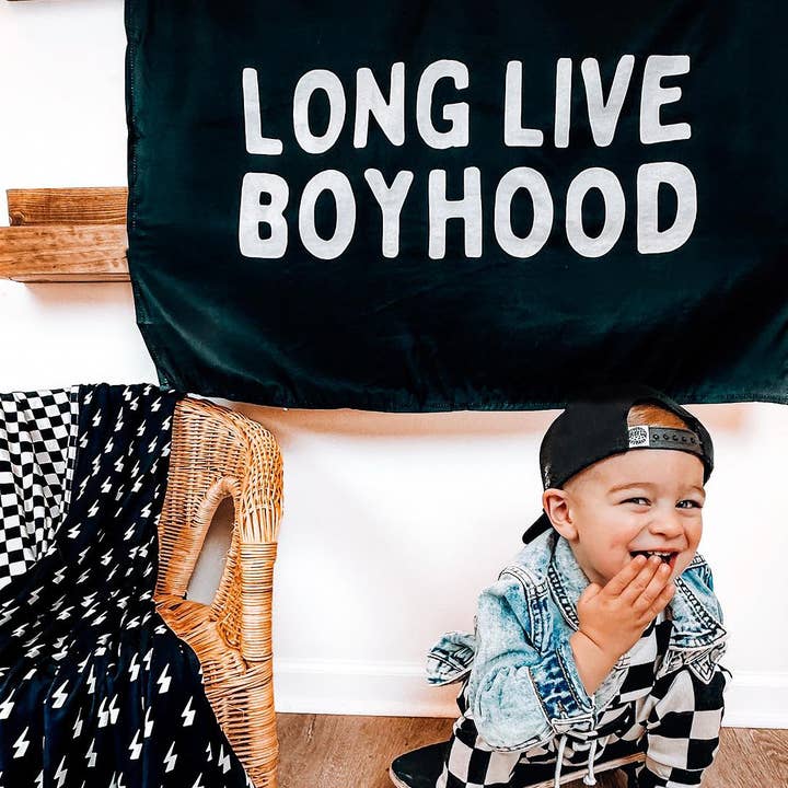 Cherrypick - Wholesale Banner - Kids & Baby - Long Live Boyhood Banner | Boys Room Fabric Wall Sign