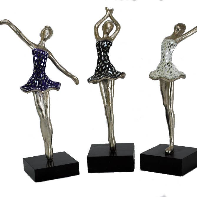 Spectrum Home Fashions, Inc. - Vente Figurine décorative - Figurines de ballerine - Mosaïque sur aluminium 48 cm de hauteur Ensemble de 3