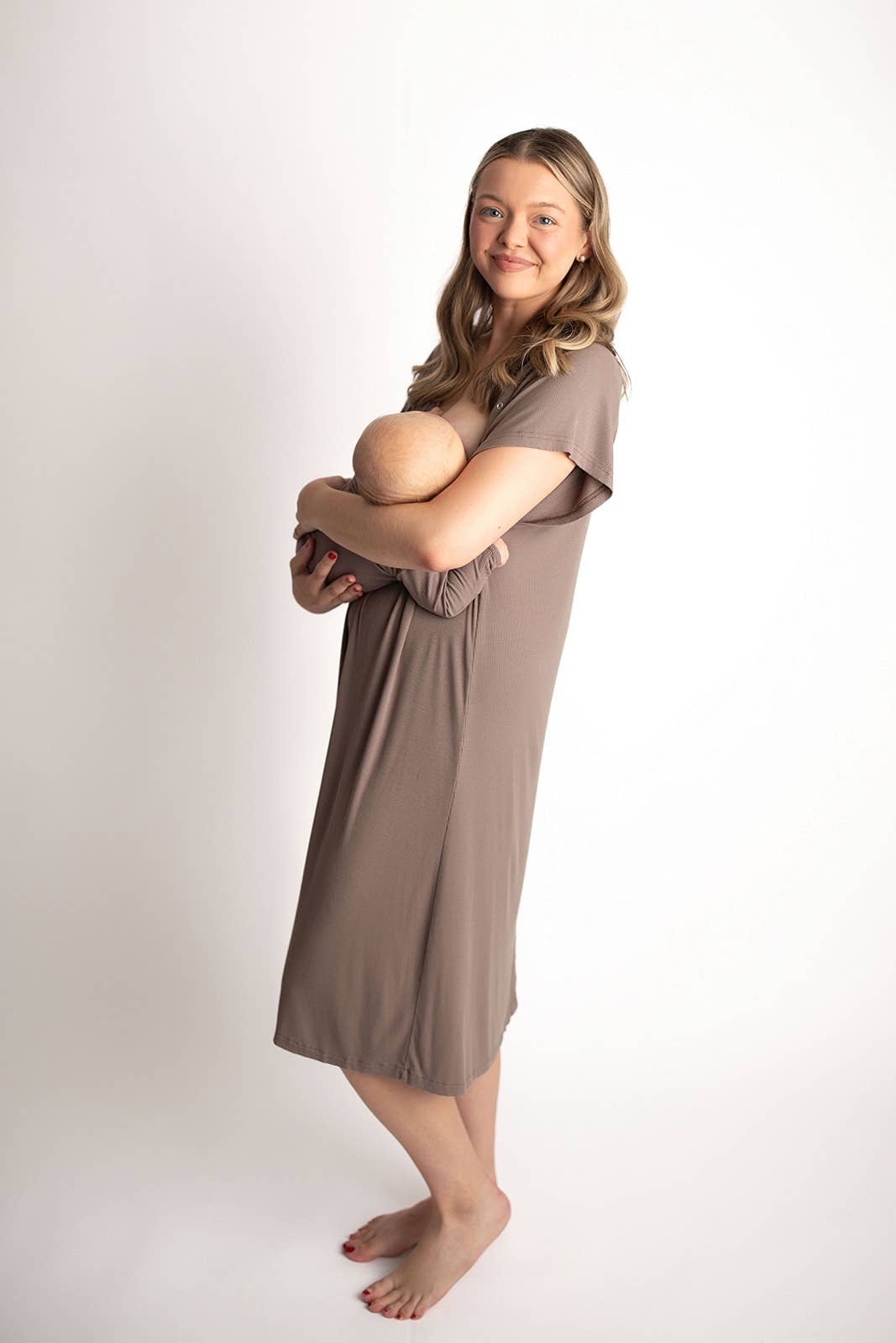Three Little Tots - Wholesale Dress - Maternity - Cocoa Brown Maternity Mommy Labor & Delivery/ Nursing Gown 12