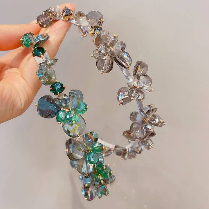 Diadema con grandes cristales hechos a mano para venta al por mayor de PEACH ACCESSORIES