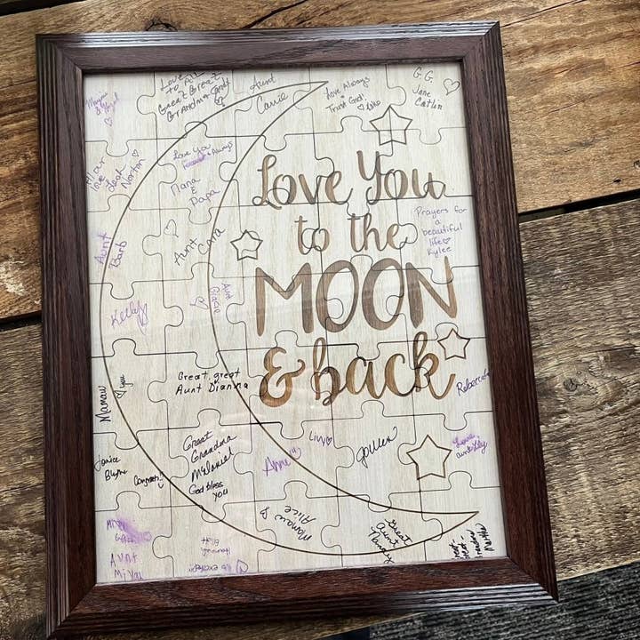 Livre d'or de la baby shower "Je t'aime jusqu'à la lune et retour" Puzzle pour la vente par Legacy Images