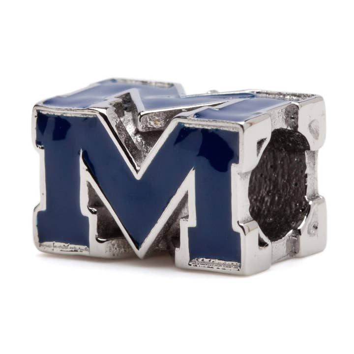 Ole Miss Bead Charm - Blue 4-Sided Block M for wholesale by Stone Armory