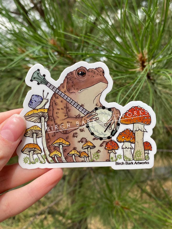 Toad And His Tunes Sticker for wholesale by Birch Bark Artworks