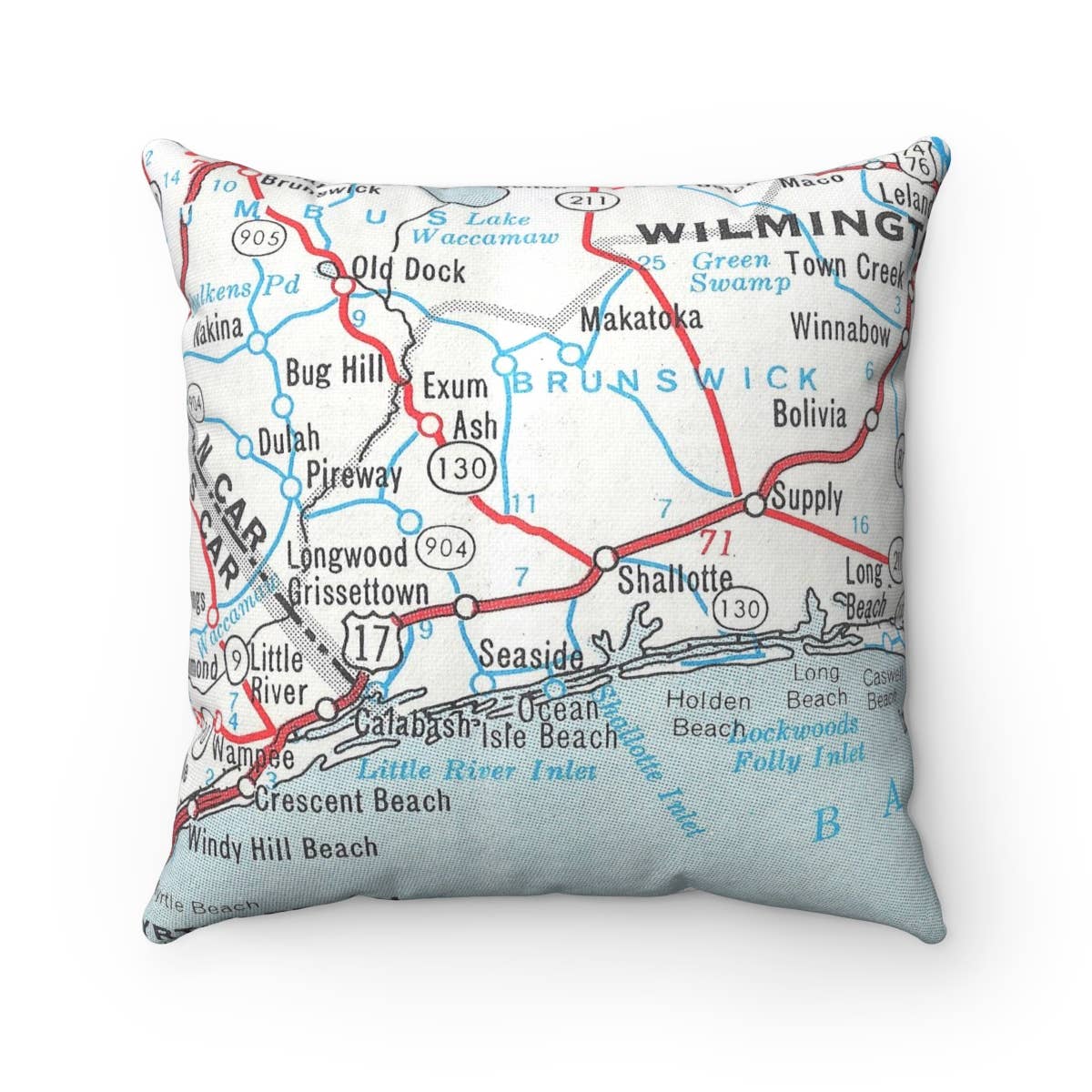 Daisy Mae Designs - Wholesale Throw/Decorative Pillow - Ocean Isle Beach North Carolina Map Pillow0