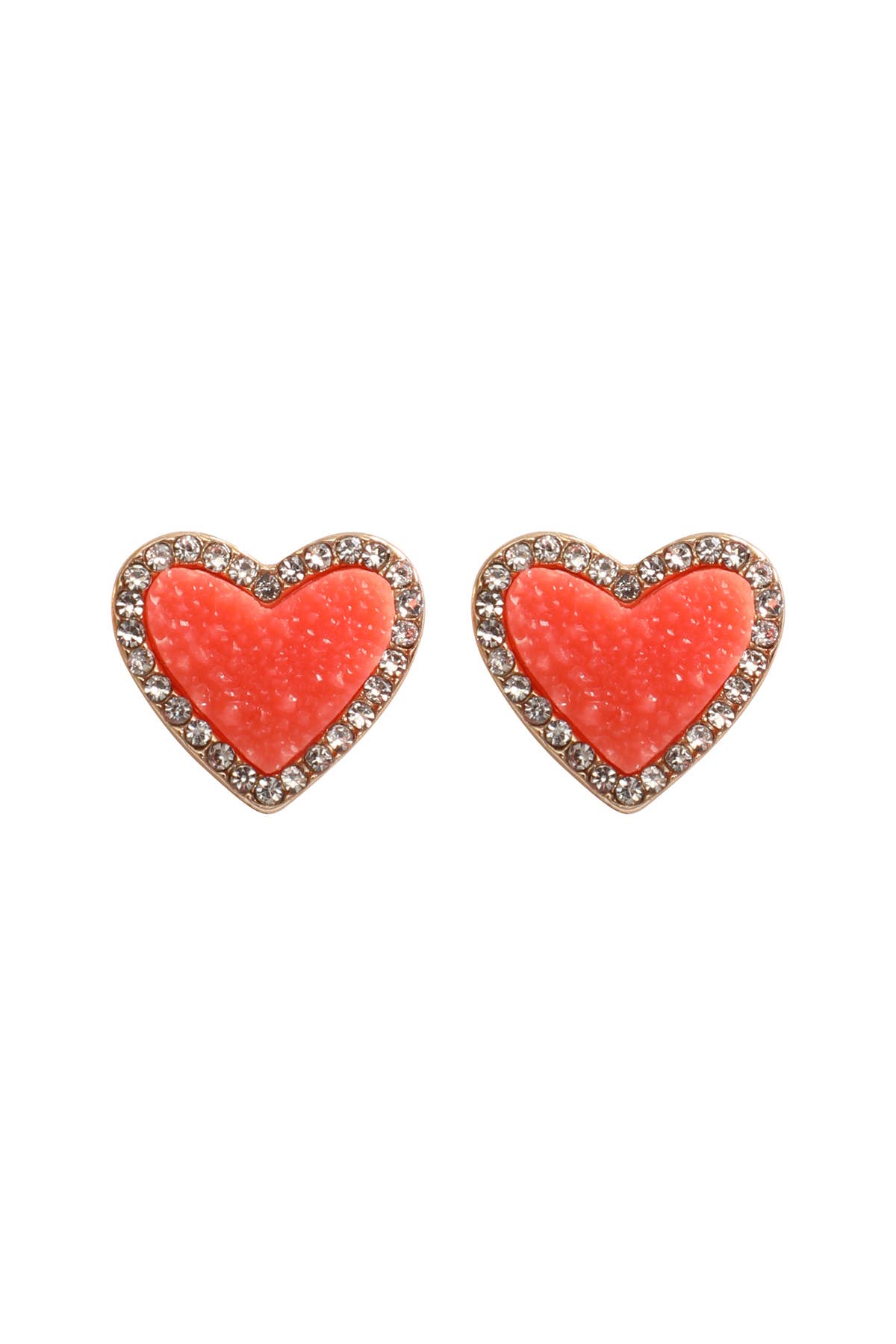 MYS Wholesale Inc - Wholesale Stud/Post Earrings - Valentine Heart Druzy With Rhinestone Post Earrings6