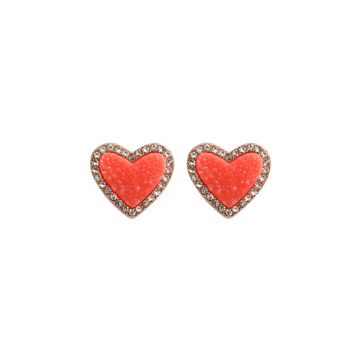 MYS Wholesale Inc - Wholesale Stud/Post Earrings - Valentine Heart Druzy With Rhinestone Post Earrings6