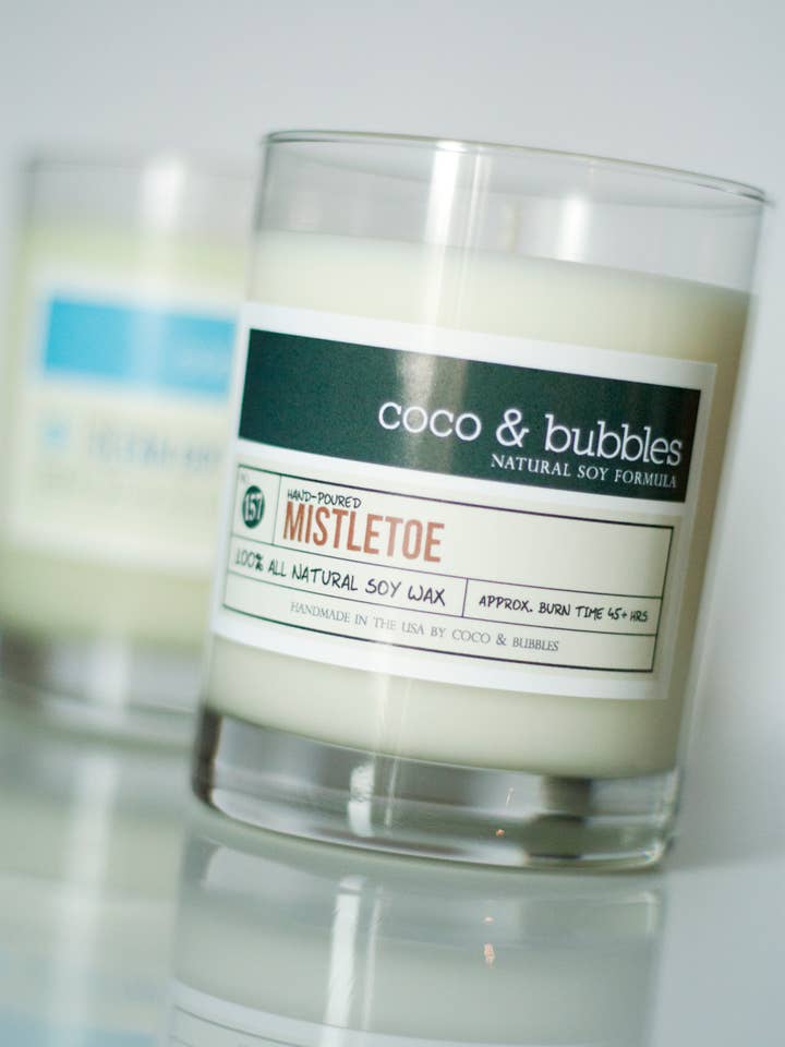 Mistletoe Scented Glass Tumbler for wholesale by Coco & Bubbles