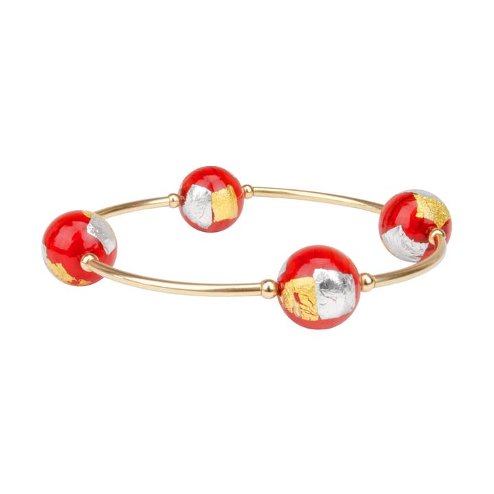 12mm Gold-filled Holiday Red Murano Glass Blessing Bracelet for wholesale by Made as Intended