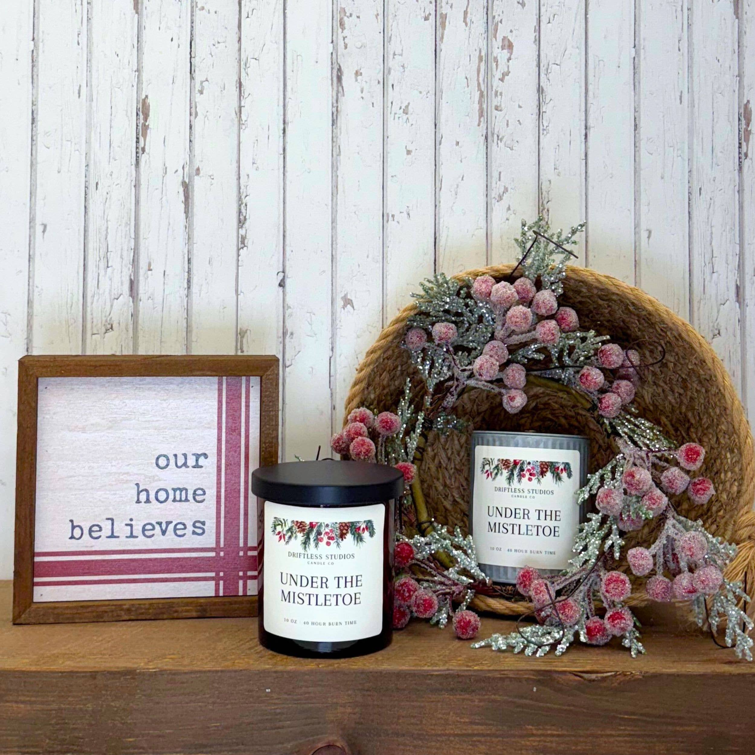 Driftless Studios - Wholesale Jar/Filled Candle - Under the Mistletoe Christmas Candle -Christmas Candles1