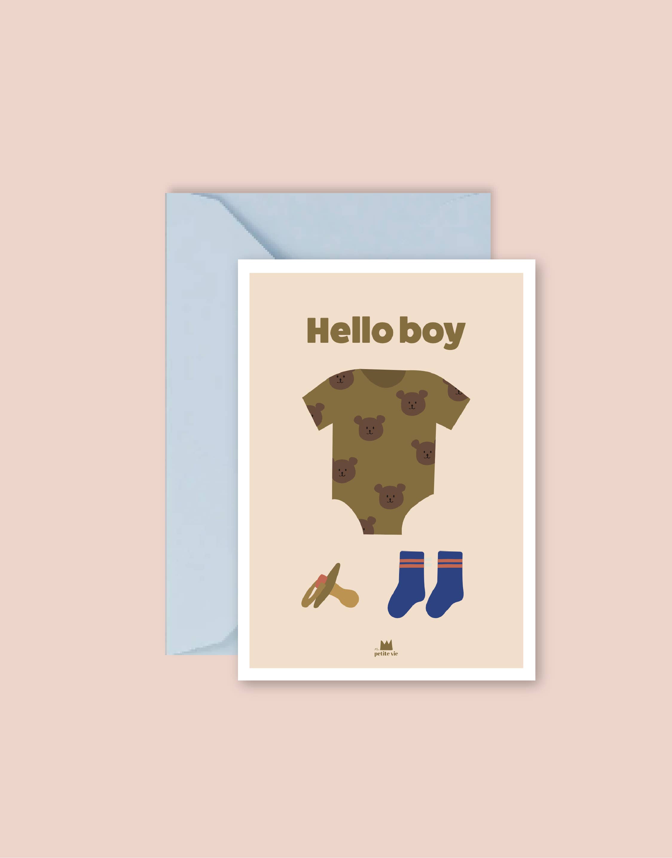 Ma Petite Vie - Wholesale Baby Card - "Family" Card: Hello Boy (with envelope)