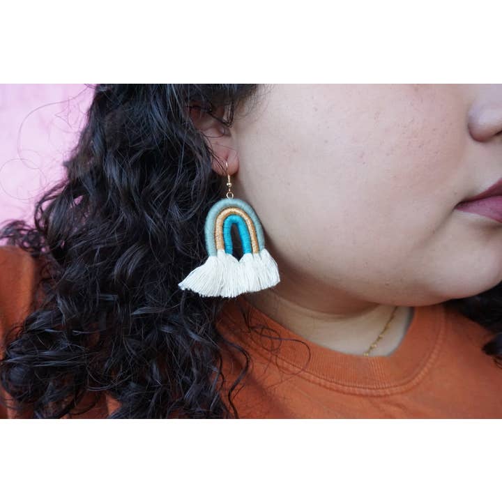Very That - Wholesale - Cielo Rainbow Earrings (Light Blue, Gold, & Teal)