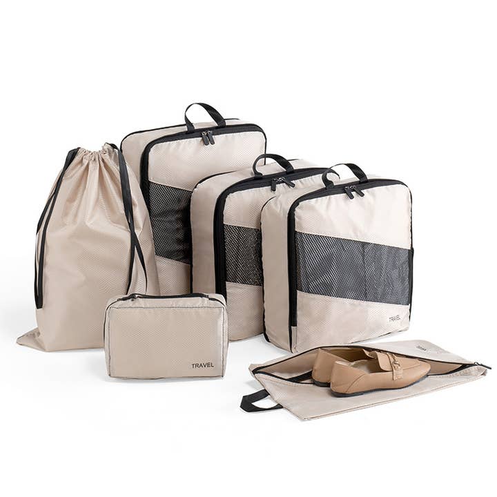 Juego de bolsas de almacenamiento de 6 piezas, organizador de ropa de viaje, kit de viaje para venta al por mayor de wandf