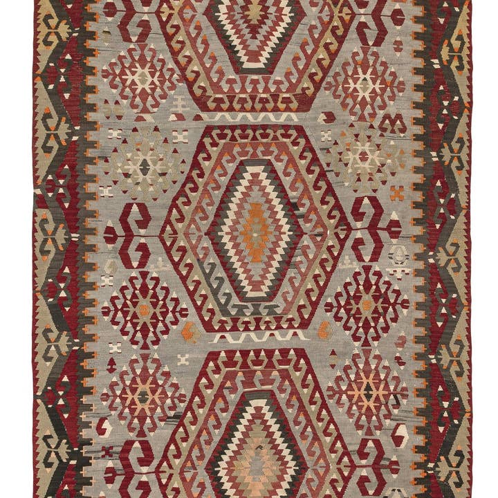 4'9'' x 8'1'' Grand Tapis Kilim Vintage Fait Main Turc pour la vente par Rugtolia