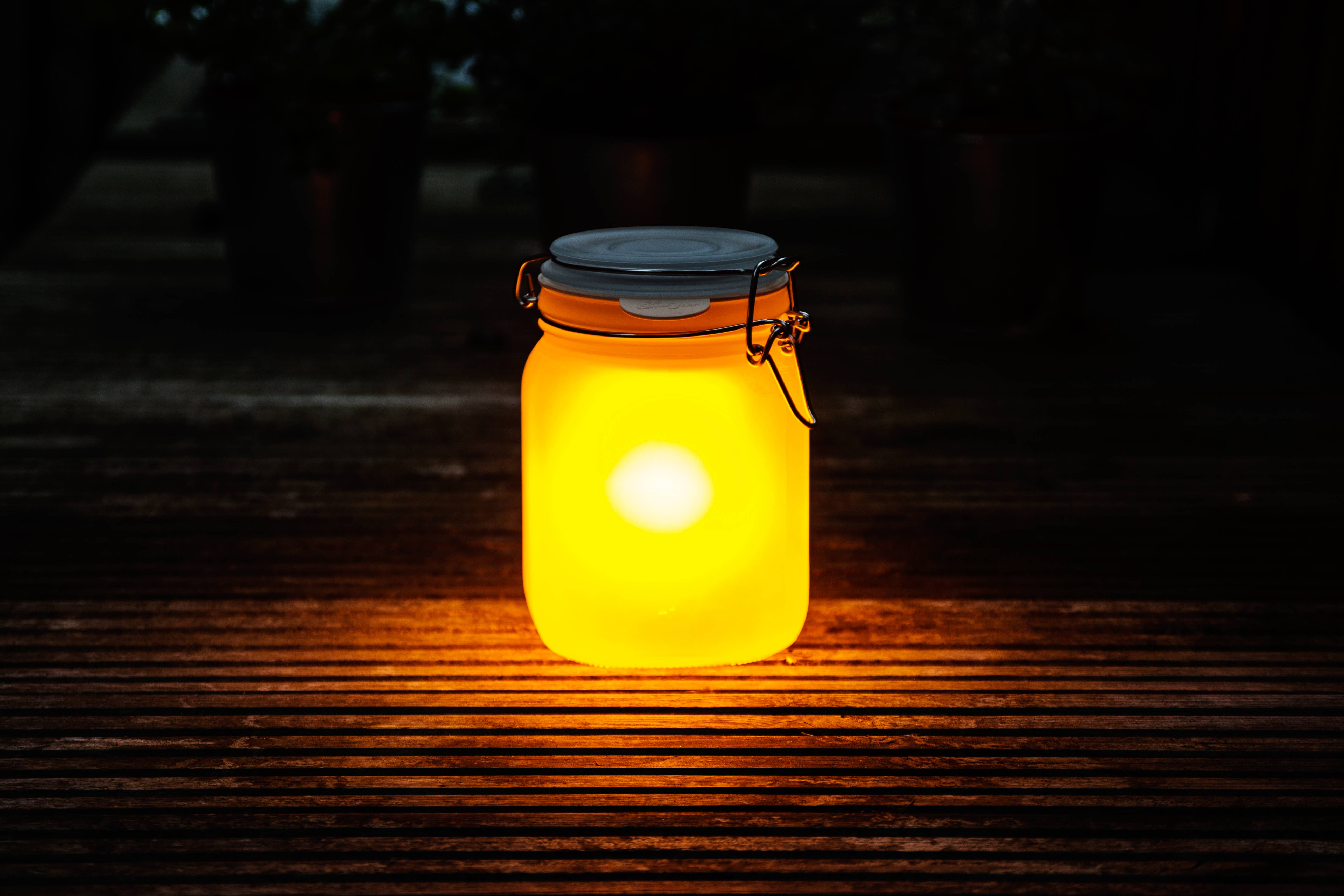 Yellow Solar Powered Sun Jar for wholesale on Faire