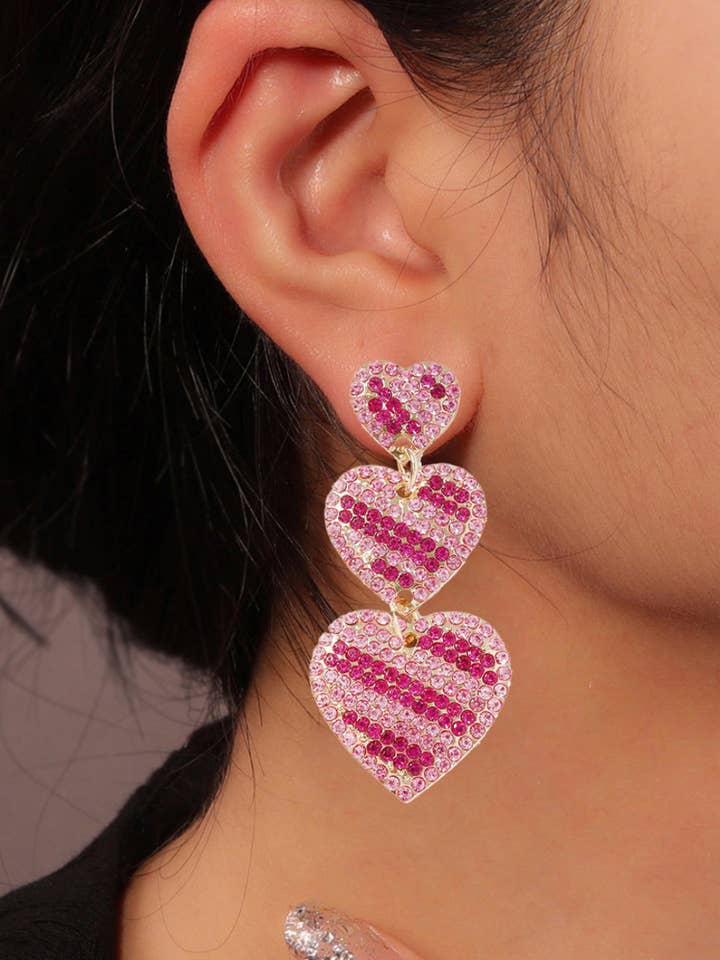 Boucles d'oreilles pendantes cœur en strass pour femmes SKAJ4217 pour la vente par Sweetkama