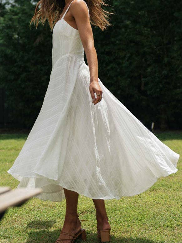 White Strappy Fit & Flare Dress for wholesale on Faire7