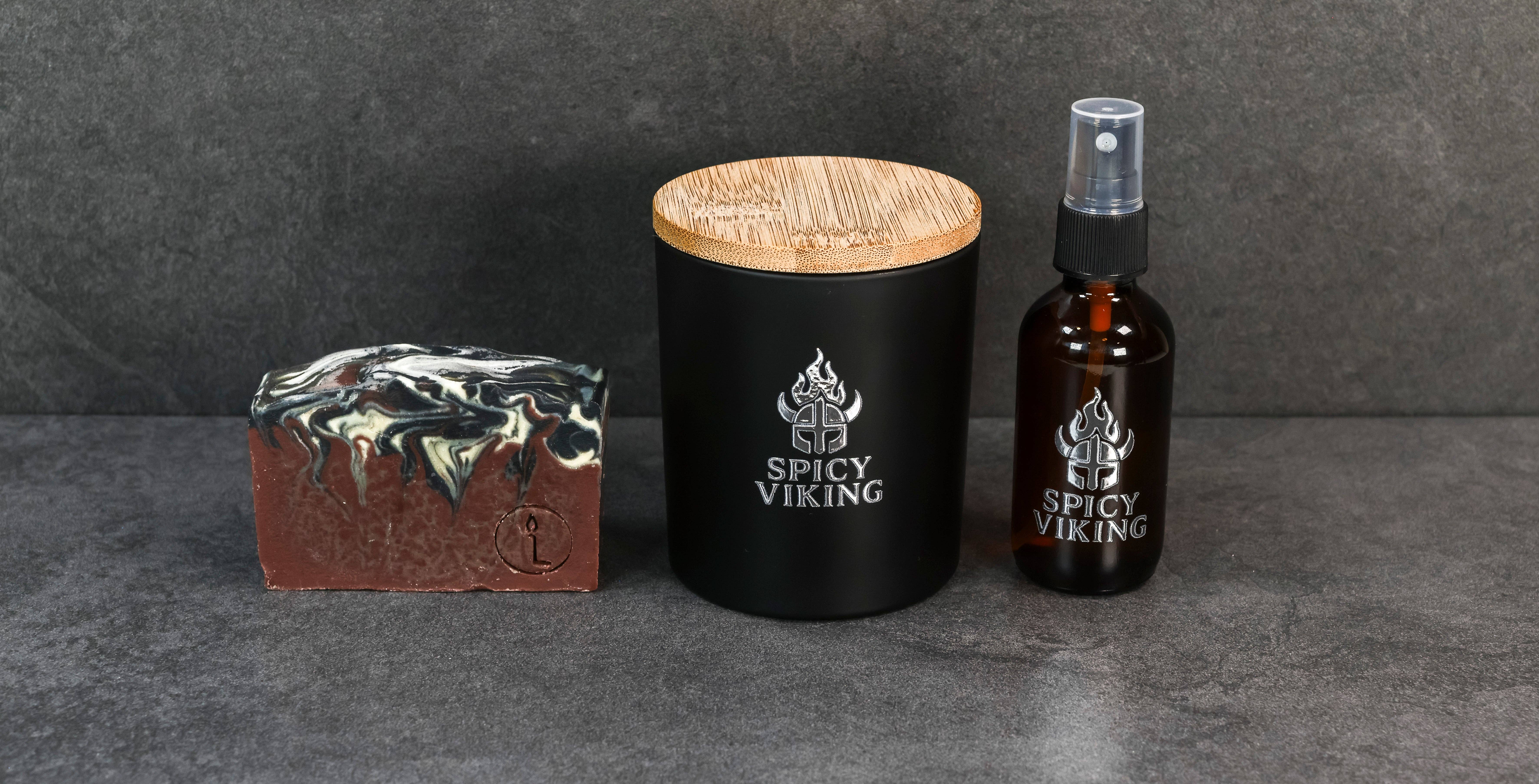 GLOW Lather + Wick - Wholesale Bath & Body Set - Spicy Viking Collection-Limited Edition6