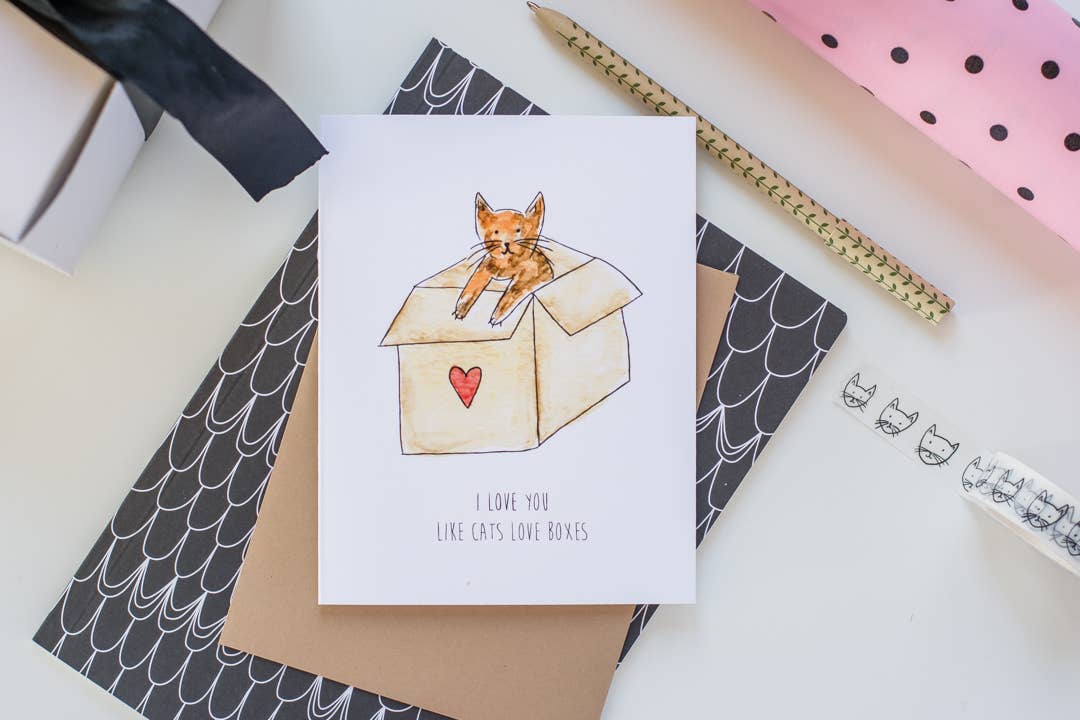 Little May Papery - Wholesale Love Card - I Love You Like Cats Love Boxes Card1