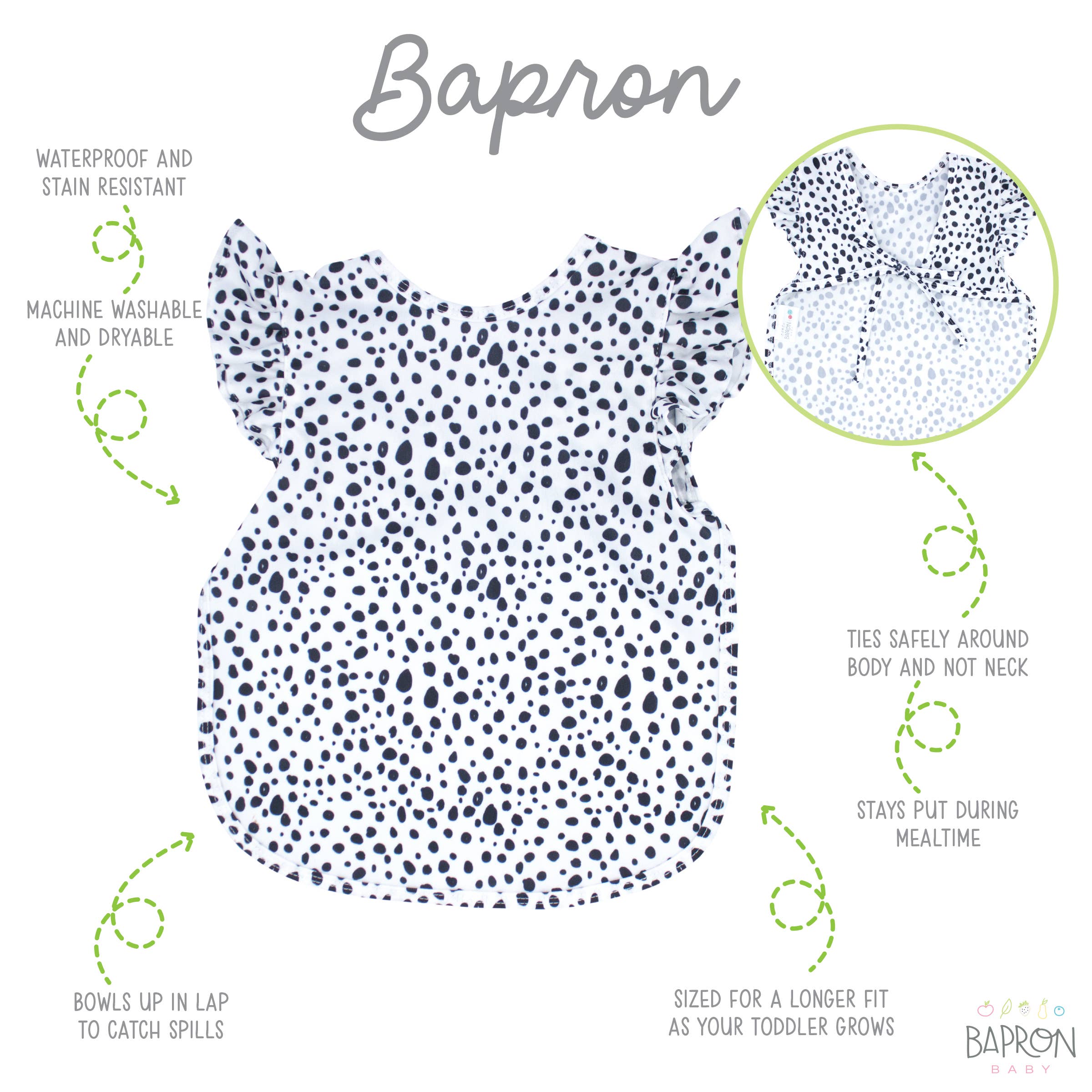 BapronBaby - Wholesale Apron - Kids - Organic Dot Flutter Bapron1