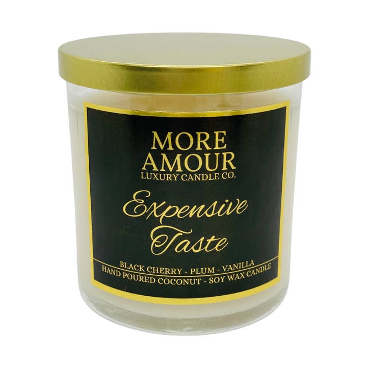 Expensive Taste 9oz Coconut & Soy Wax Candle for wholesale by More Amour Candle Co