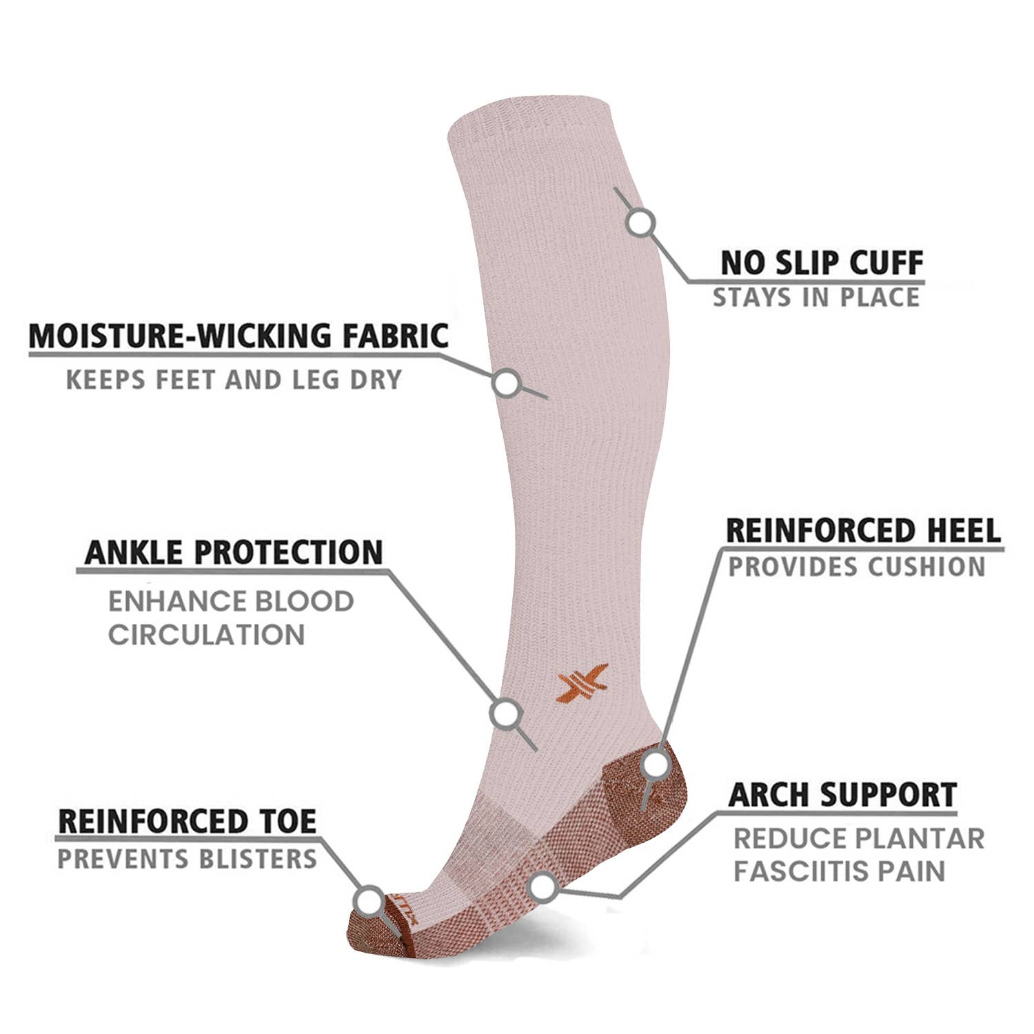 The American Gift Company (TAGCO) - Wholesale Socks - Unisex - Copper Infused High Performance Compression Socks (1-Pair)8