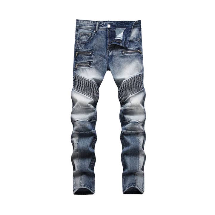 Vaqueros vaqueros Zippers Biker para hombre para venta al por mayor de Rhinestone Belt Store