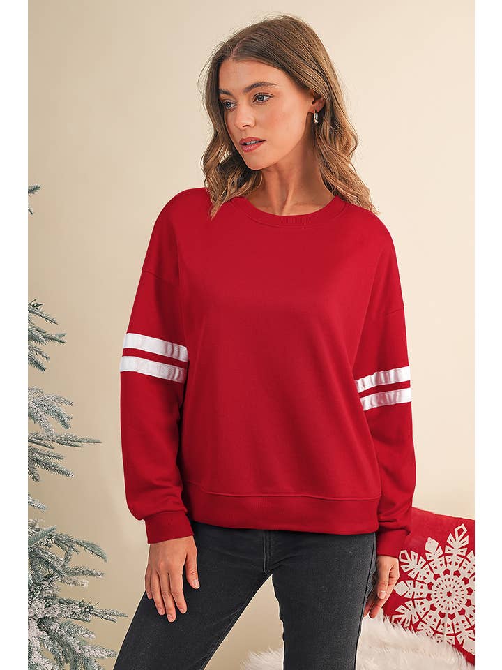 Aapparella - Wholesale Shirt - Women's - Striped Detail Drop Shoulder Oversized Sweatshirt | S-XL38