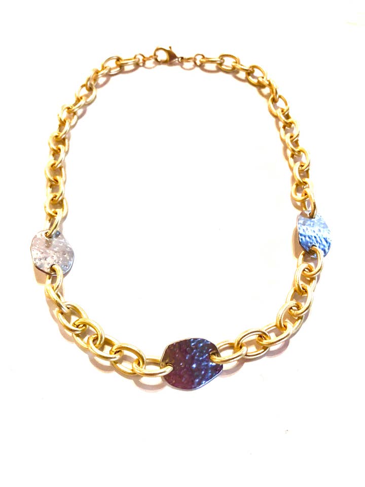 Bach - necklace with hammered discs for wholesale by LJ Sonder