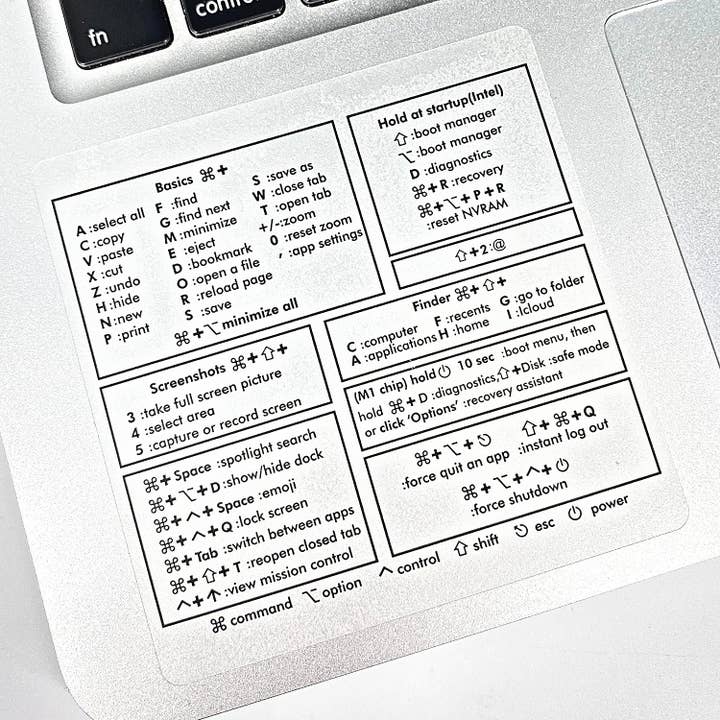 MacBook Air Clear Keyboard Shortcut Stickers for wholesale by EL NIDO DESIGN