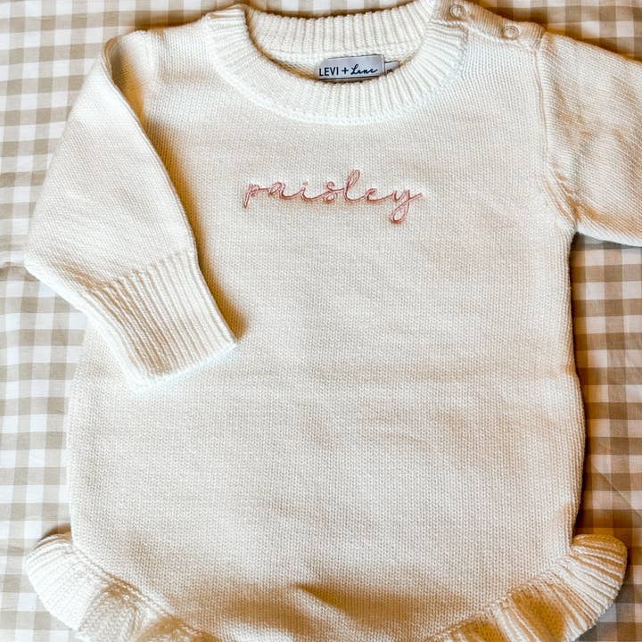 Long Sleeve Knit Ruffle Romper - NEW TRUE TO SIZE FIT and other Purchase Wholesale baby blank romper. Free Returns & Net 60 Terms on Faire trending on Faire.