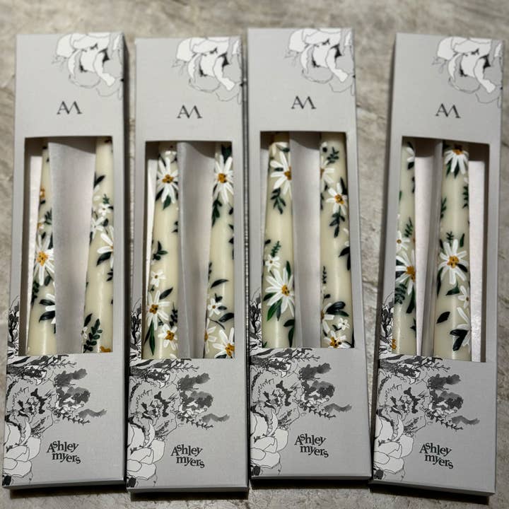 Ashley Myers - Wholesale Tapered Candle/Candlestick - Ivory Daisy Taper Pairs1
