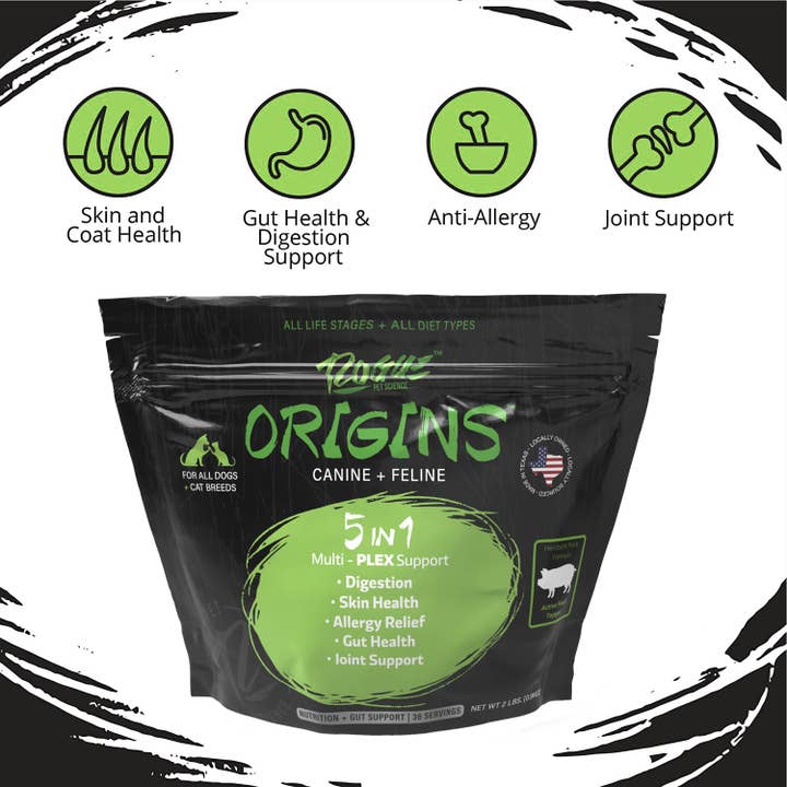 Rogue Pet Science - Wholesale Pet Supplement - Dog - Pork-Origins 5-in-1 Dog Supplement, Powdered Food Topper for