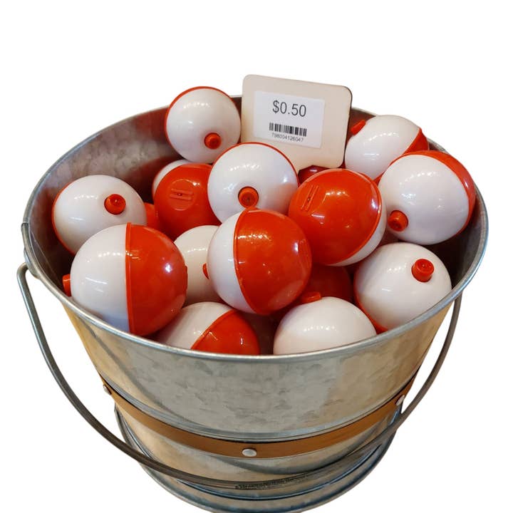Assorted Large Red/White Bobbers for Fishing for wholesale by Crossroads Distributing