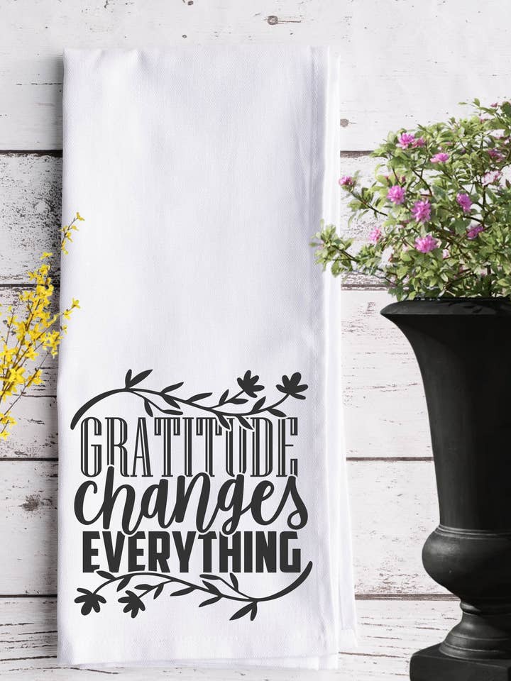 Strofinaccio da tè in cotone Gratitude per la vendita all'ingrosso da parte di Thecraftyshop, NORESERVATIONNEEDED, Glam