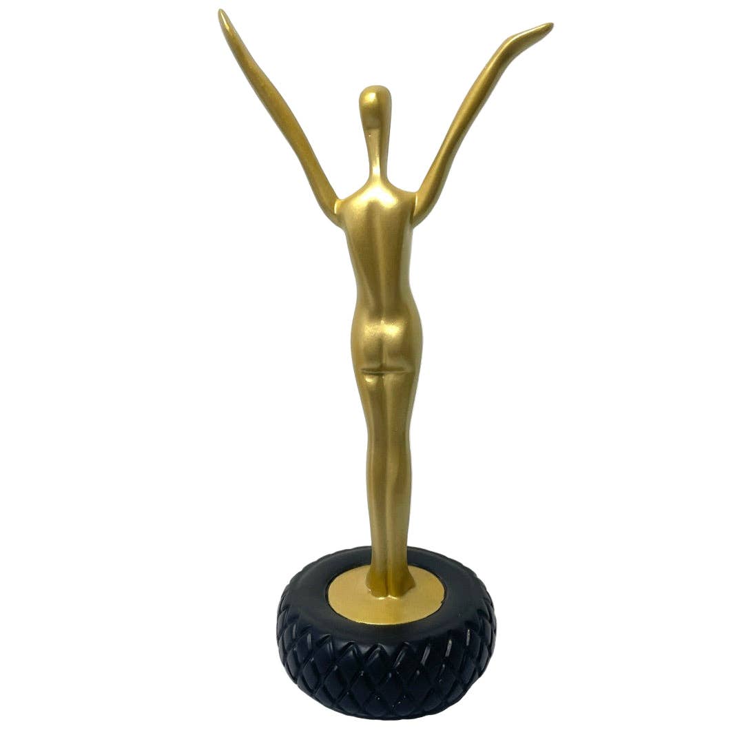 Museum Wholesale Inc - Wholesale Decorative Figurine - Salvador Dali, Welcome Statue – Gold Figurine on Tire, Parastone SD134