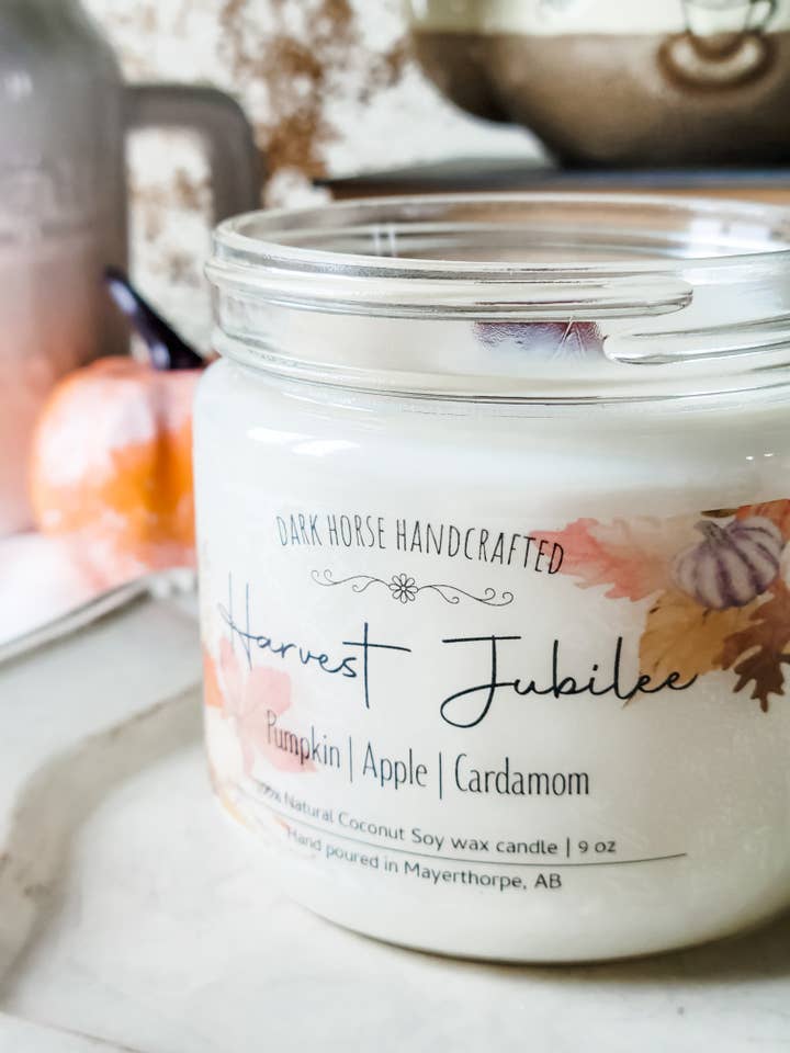 Harvest Jubilee - Fall Scented Coconut Soy Candle for wholesale by Dark Horse Handcrafted