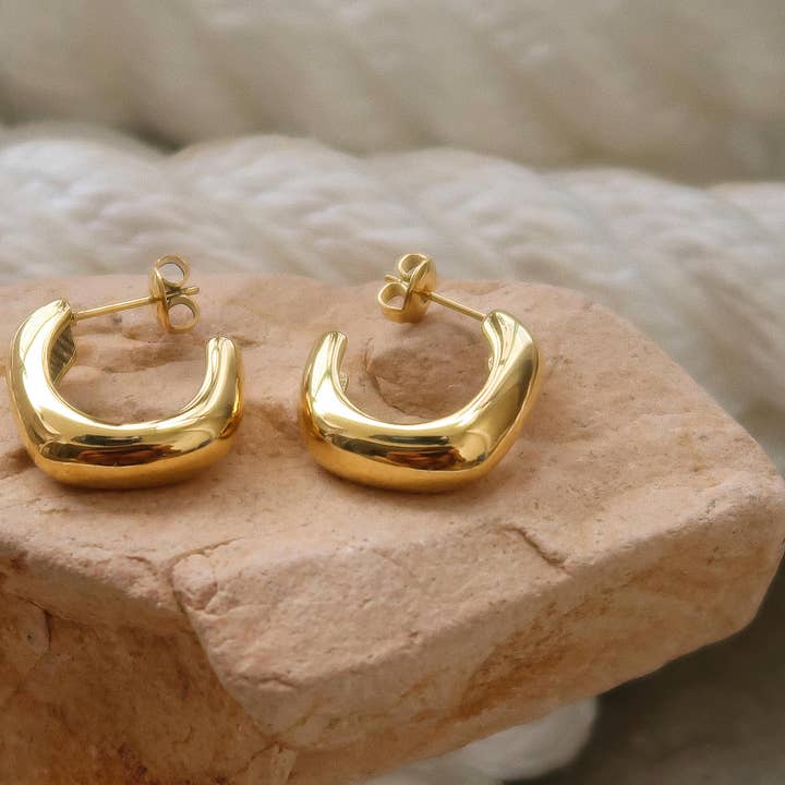 Demi 18K Gold Non-Tarnish Classic C Hoop Earring for wholesale on Faire