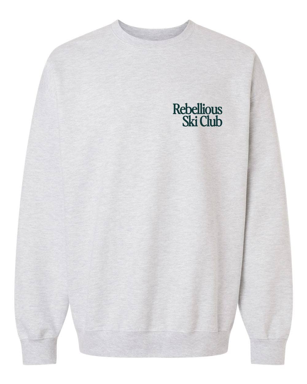 Raw & Rebellious - Wholesale Graphic Sweatshirt - Unisex - Skiing Is Life - Heavyweight Grey Crewneck1